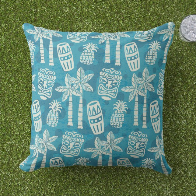 Almofada Padrão Tiki Moderno Retro de Meados do Século (Grama)