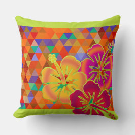 Almofada Padrão TRIÂNGULO - coloração + floração de hibisco
