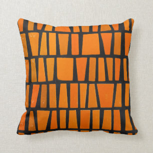 Almofada Padrão tribal africano laranja e preto