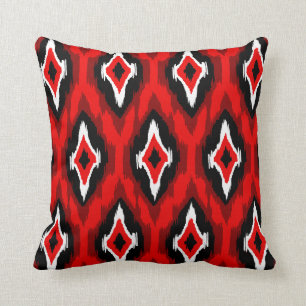 Almofada Padrão Tribal de Ikat Preto Moderno 1a