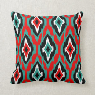 Almofada Padrão Tribal Ikat vermelho moderno 1a