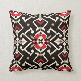 Almofada Padrão tribal preto-vermelho-branco-chic