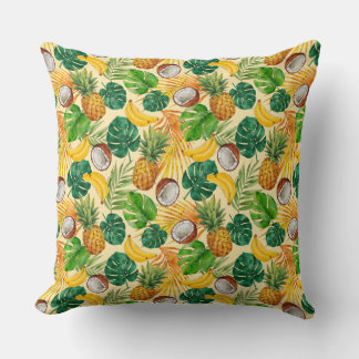 Almofada Padrão tropical de Verão pintado à mão