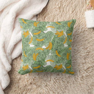 Almofada Padrão tropical moderno de banana verde