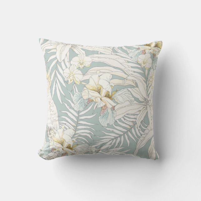 Almofada Padrão tropical sem costura com flores Orquídea, F (Frente)