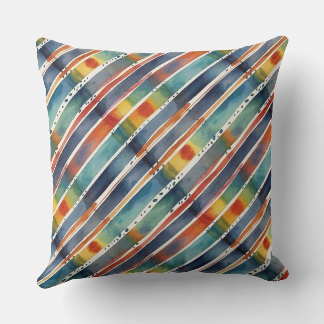 Almofada Padrão Único Colorido de Stripes-Arco-Íris (Verso)