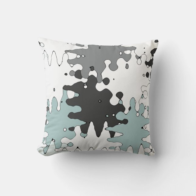 Almofada Padrão Único Turquesa e Coral (Frente)