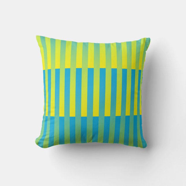 Almofada Padrão verde amarelo azul riscado (Frente)