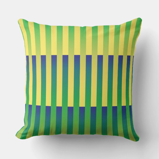 Almofada Padrão Verde Amarelo Azul Striped (Frente)