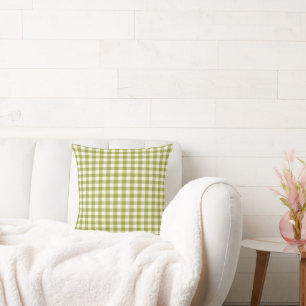 Almofada Padrão verde limão branco de Xadrez Gingham verifi