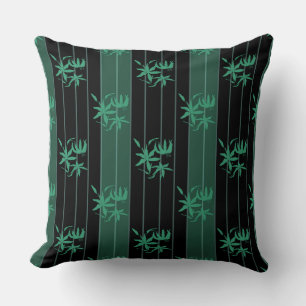 Almofada Padrão verde-preto listrado com decor de flor líri