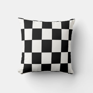 Almofada Padrão Verificado - Branco preto