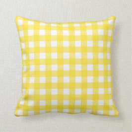 Almofada Padrão Verificado de Gingham Amarelo