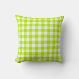 Almofada Padrão Verificado de Gingham Básico do verde limão