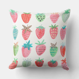 Almofada Padrão vermelho de morango Verão