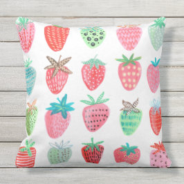Almofada Padrão vermelho de morango Verão