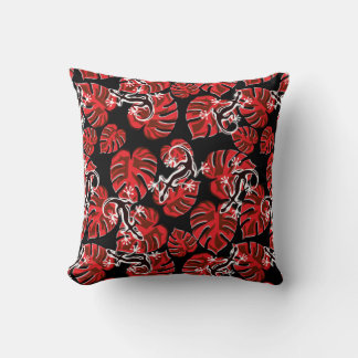 Almofada Padrão Vermelho e Preto - Lagartixas e Folhas