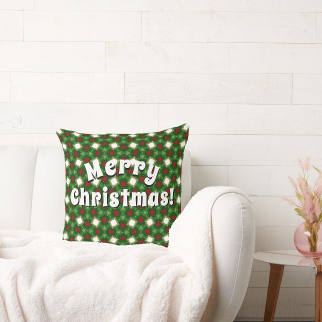 Almofada Padrão Vermelho e Verde Feliz Natal (Sofá)