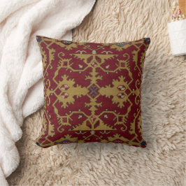 Almofada Padrão Vermelho Persa Oriental Geométrico Antiquad