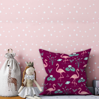 Almofada Padrão vermelho-rosa Flamingo