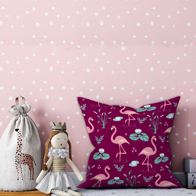 Almofada Padrão vermelho-rosa Flamingo (Criador carregado)