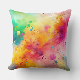 Almofada Padrão Vibrante de respingos de aquarela abstrata