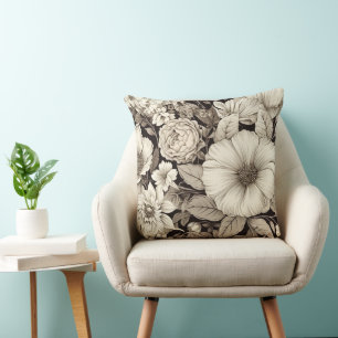 Almofada Padrão Vintage Floral Sepia (12)
