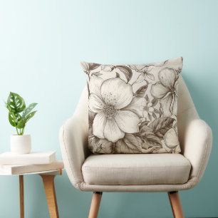 Almofada Padrão Vintage Floral Sepia (14)