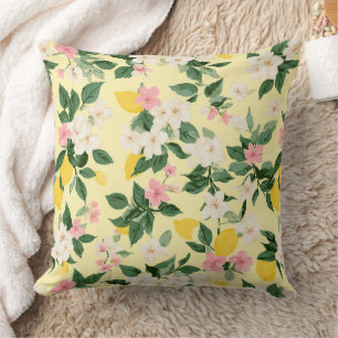 Almofada Padrão Vintage Lemon & Blossom em amarelo