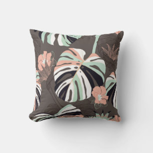 Almofada Padrão Vintage Seamless. Fl tropical contemporâneo