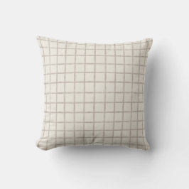 Almofada Padrão Xadrez de Janela em Taupe Suave Aquarela