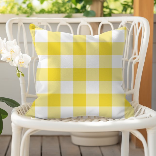 Almofada Padrão Xadrez Ginga Amarelo Botão-de-Ouro (Criador carregado)
