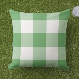 Almofada Padrão Xadrez Gingham Verde e Branco
