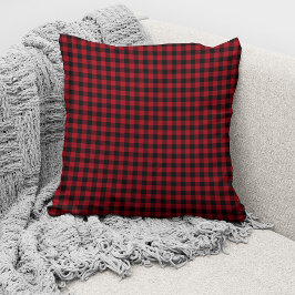 Almofada Padrão Xadrez Gingham Vermelho e Preto Rústico