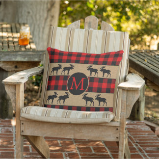 Almofada Padrão Xadrez Plaid Preto e Vermelho Personalizado