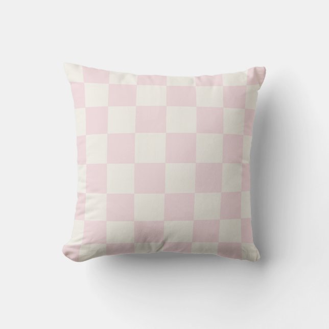 Almofada Padrão Xadrez Rosa da Moda (Frente)