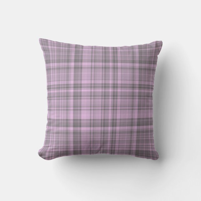 Almofada Padrão Xadrez Roxo Cinza (Frente)