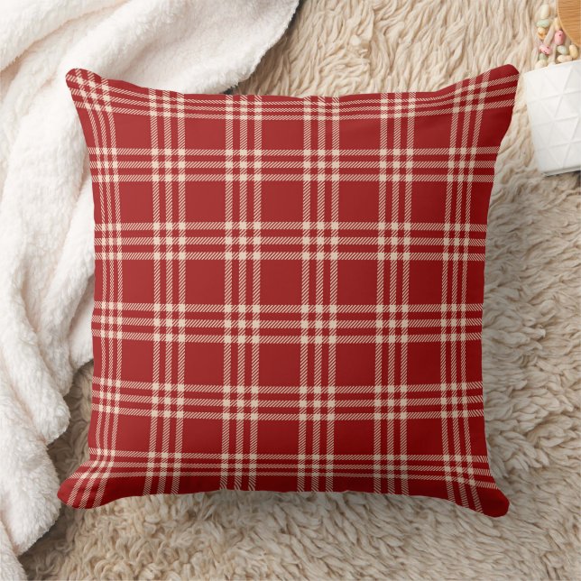 Almofada Padrão xadrez vermelho (Cobertor)