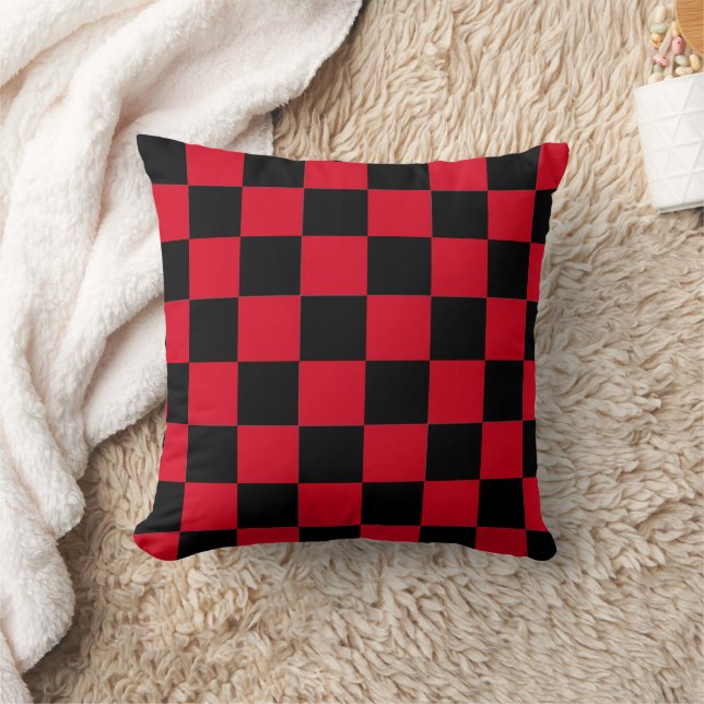 Almofada Padrão Xadrez Vermelho e Preto (Cobertor)