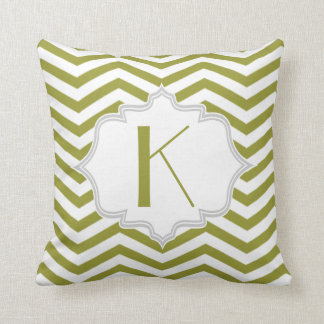 Almofada Padrão zigzag branco-verde-oliva