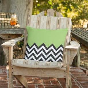 Almofada Padrão Zigzag Chevron do Verde limão branco pret