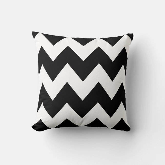 Almofada Padrão Zigzag Chevron Negrito Branco (Frente)
