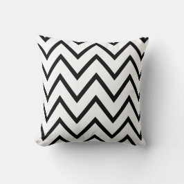 Almofada Padrão Zigzag Chevron | Preto e branco