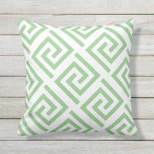 Almofada Padrões-chave gregos White Sage Green Classy