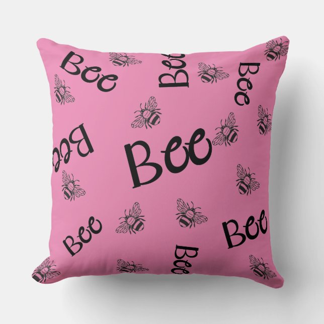 Almofada padrões de abelhas voando por todo o lado (Frente)