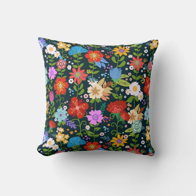 Almofada Padrões de flores sem costura pontiagudas-13554 (Frente)