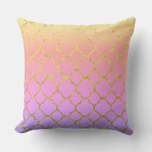 Almofada Padrões de Folha Quatrefoil Rosa Dourado Rosa Ombr