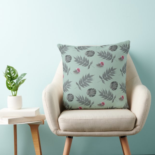 Almofada Padrões de Folhas Tropicais e Flores (Cadeira)