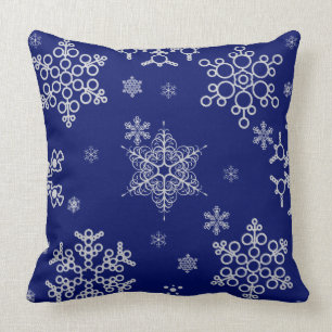Almofada Padrões de Neve Elegantes E Gargos Em Azul Marinho