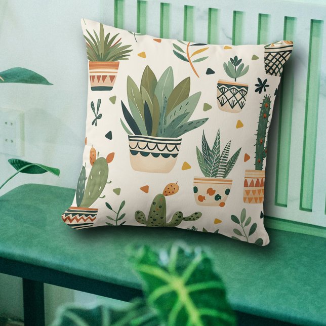 Almofada Padrões de plantas com boho-de-gato (Criador carregado)